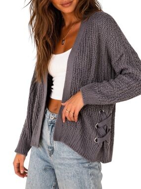 Maurice’s Medium Purple Short Knit Open Cardigan